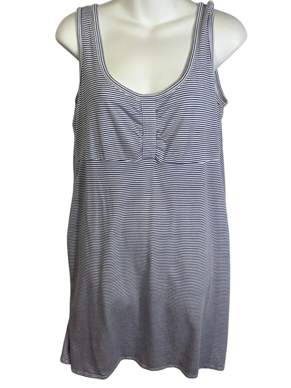 Carve Designs Blue White Striped Dress Women's Size Large L Sleeveless Tank Bra